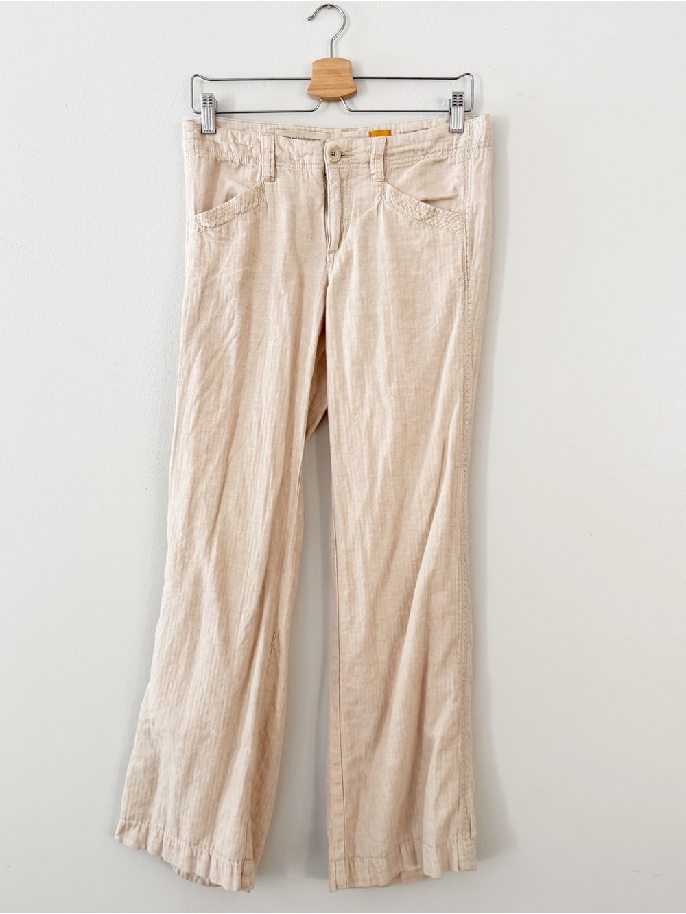 Anthropologie Pilcro and the Letterpress Linen Cotton Pants Women’s 4 Tan Beige.